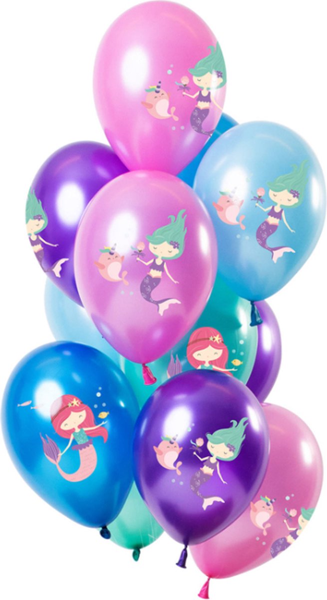 Folat - Ballonnen Zeermeermin Meerkleurig Metallic 30 cm - 12 stuks