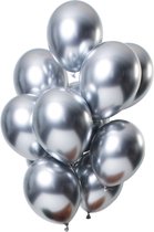 Folat - ballonnen Mirror Effect Zilverkleurig 33 cm - 12 stuks