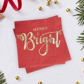 Ginger Ray - Ginger Ray - Red & Gold - Servetten Rood met Gouden letters Merry & Bright