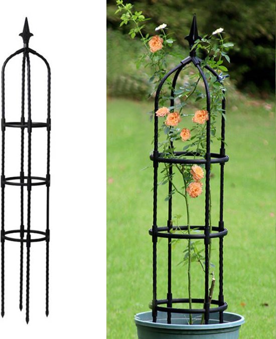 Support pour Plantes Grimpantes Noir Obélisque - Élégant et Durable -  Hauteur 110cm 