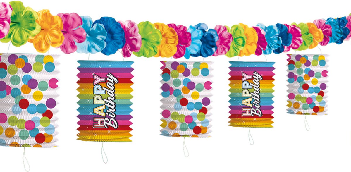 Folat - Lampion Slinger Rainbow Bday - 3,6 meter