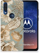 TPU Case geschikt voor Motorola One Vision Vintage Bird Flowers