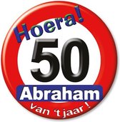 Paper Dreams Button Hoera! 50 Abraham Heren 5,5 Cm Staal Rood/wit