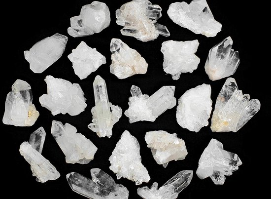 Bergkristal Mini-Cluster Set - 3 Stuks - 3 x 4 cm - 100 gram