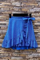 Somerville Fashion - Rok - Rokje - Skirt - Ruffle - Bloemenprint - Flower - Onesize - Royal Blue