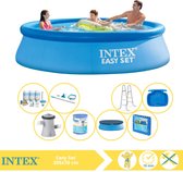 Intex Easy Set Zwembad - Opblaaszwembad - 305x76 cm - Inclusief Afdekzeil, Onderhoudspakket, Zwembadpomp, Filter, Onderhoudsset, Trap, Voetenbad en Zwembadtegels