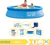 Intex Easy Set Zwembad - Opblaaszwembad - 244x61 cm - Inclusief Afdekzeil, Onderhoudspakket, Filter, Onderhoudsset, Zwembadtegels en Warmtepomp HS
