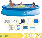 Intex Easy Set Zwembad - Opblaaszwembad - 366x76 cm - Inclusief Afdekzeil, Onderhoudspakket, Zwembadpomp, Filter, Grondzeil, Onderhoudsset, Trap, Voetenbad en Warmtepomp HS