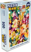Puzzel Schilderij - Olieverf - Bloemen - Regenboog - Legpuzzel - Puzzel 500 stukjes