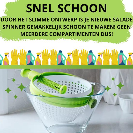 Elektrische slacentrifuge, groot, 4,75 liter, sladroger, elektrische salade spinner voor groenten en fruit, oplaadbaar via USB, snel afwateren, keukenhulp, afneembaar en draagbaar, slamanager met