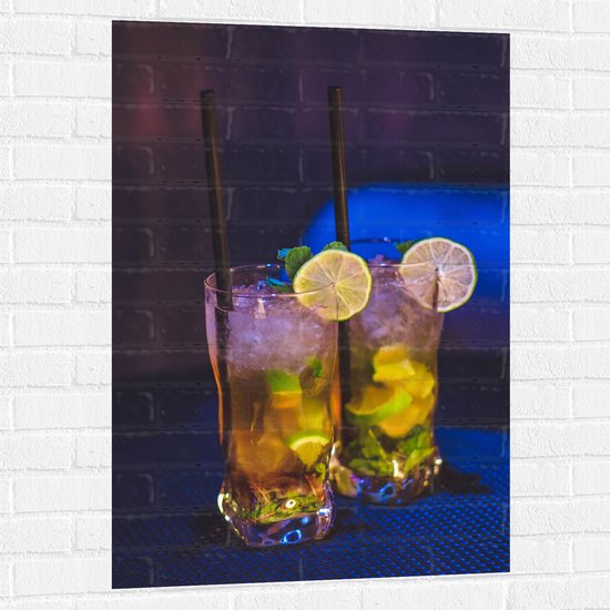 Muursticker - Drankjes met Limoenen - 70x105 cm Foto op Muursticker