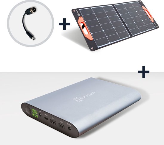 Mobisun 60W zonnepaneel + laptop powerbank bundel | bol.com