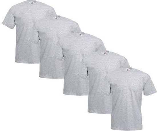 Fruit of the Loom - 5 stuks Valueweight T-shirts Ronde Hals - Heather Grey - S