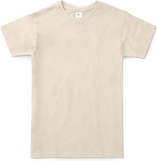 B&C Exact 150 Heren T-Shirt - Naturel - Small - Korte Mouwen