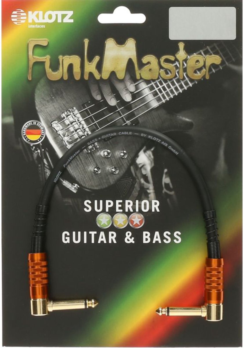 Klotz pedaal Patcher 0,6m 2x hoek Stevens FunkMaster TMRR-0060 - Mono Patchkabel