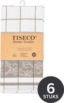 Tiseco Home Studio - Keukenhanddoek PHARAO ARABESQUE - SET/6 - 100% katoen - met ophanglus - ultra-absorberend - sneldrogend- duurzaam materiaal - 50x70 cm - Taupe