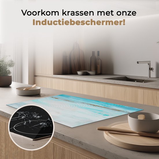 KitchenYeah® Inductie beschermer 80.2x52.2 cm - Verf - Schilderij - Abstract - Blauw - Kookplaataccessoires - Afdekplaat voor kookplaat - Inductiebeschermer - Inductiemat - Inductieplaat mat