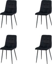 Lot de 4 chaises de salle à manger en velours Nuvolix - Milan - chaise de salle à manger - chaise en velours - noir