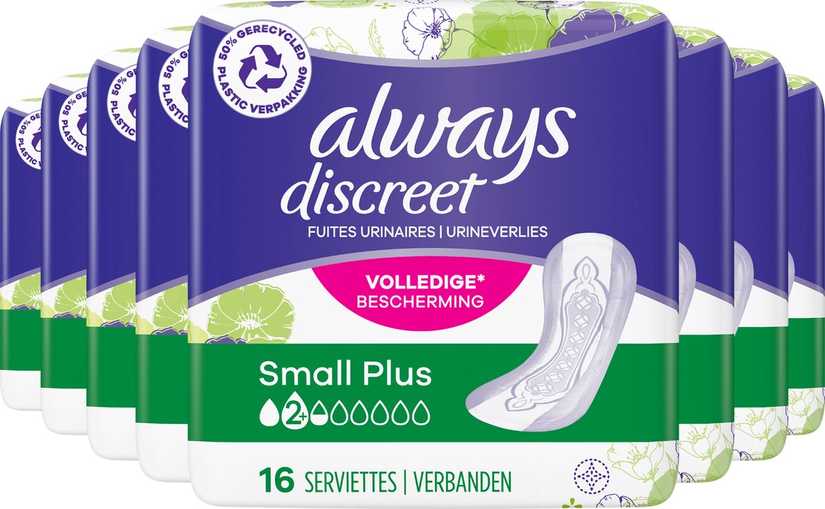 Always Discreet Incontinentieverbanden Small Night - 128 Stuks - Voordeelverpakking - Always