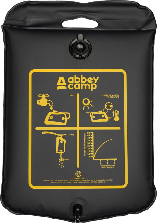 Abbey Camp - Solar Camping Douche - 20 Liter - Incl Thermometer - Zwart van Abbey Camp — afbeelding 3
