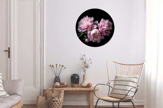 WallCircle - Cercle Mural - Cercle Mural - Pivoine - Rose - Fleurs - Botanique - Nature - Aluminium - Dibond - 60x60 cm - Intérieur et Extérieur