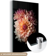 MuchoWow® Peinture sur verre 80x120 cm - Peinture sur verre acrylique - Dahlia - Fleurs - Rose - Zwart - Botanique - Photo sur verre - Peintures