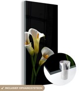 MuchoWow® Glasschilderij 20x40 cm - Schilderij acrylglas - Planten - Bloemen - Wit - Natuur - Botanisch - Foto op glas - Schilderijen