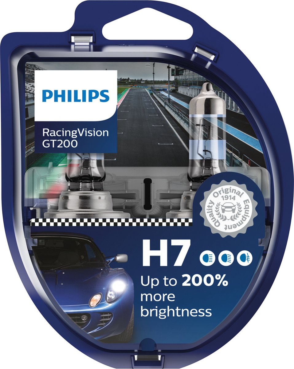 Philips - H7 - Ampoules de rechange - Racing Vision - 12V 55W - 2 Pièces