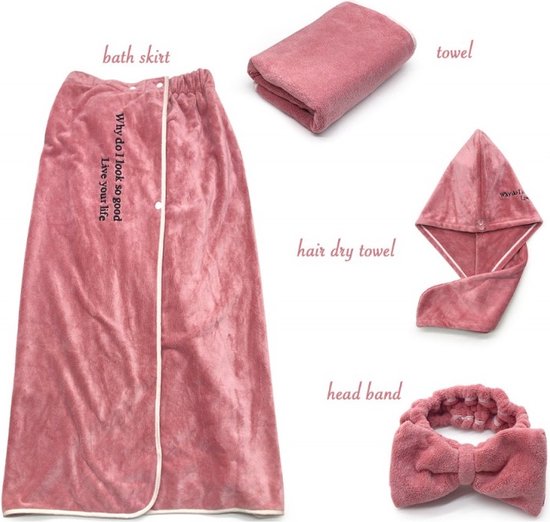 Hamam / Spa set - 4 delig - Roze