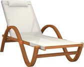 vidaXL Chaise longue avec kussen Textilène blanc et bois de peuplier massif