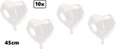 10x Folieballon Hart wit (45 cm) - trouwen huwelijk bruid hartjes ballon feest festival liefde white
