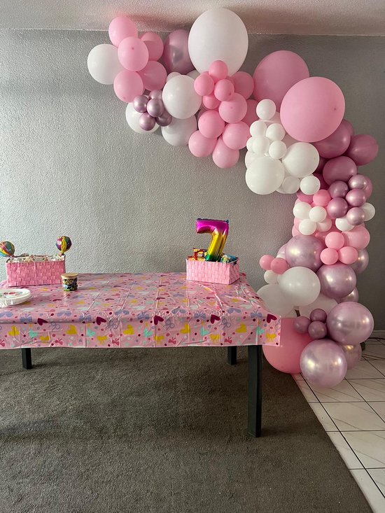 Versier plezier - Ballonnenboog - Ballonnen set - Roze boog - Metallic roze - Baby shower - Gender reveal - It's a girl