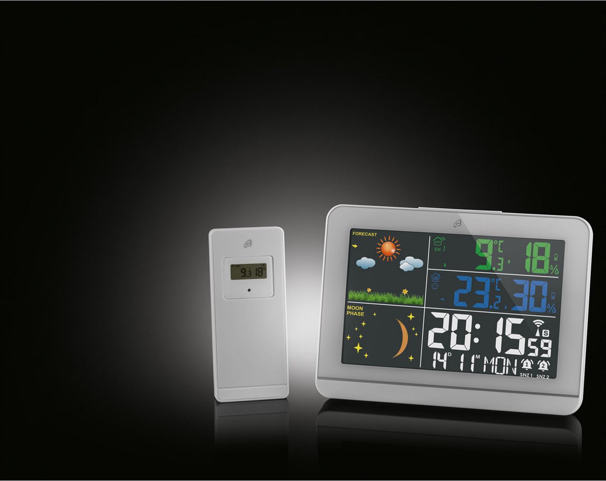 Perel WiFi Weerstation met Groot Kleurendisplay en Weergave Binnen Perel WiFi Weerstation met Groot Kleurendisplay en Weergave Binnen