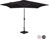 VONROC Premium Stokparasol Rosolina 280x280cm - Incl. parasolvoet & beschermhoes – Vierkante parasol - Kantelbaar – UV werend doek - Zwart