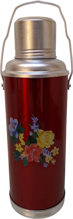 DongDong - Thermos chinois - 1,2 litre - Rouge - Motif Fleurs | bol