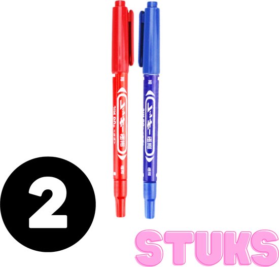 Golfbal marker stift - 2 stuks - Rood & Blauw - Markeerstift - Line ...