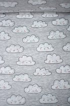 Alpenfleece jogging grijs melange met wolkjes 1 meter - modestoffen voor naaien - stoffen