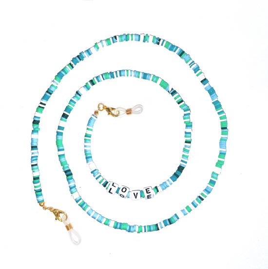 Zonnebril Ketting LOVE - Green / Blue | 70 cm | Brillenkoord Bijoux / Polyemeer | Fashion Favorite