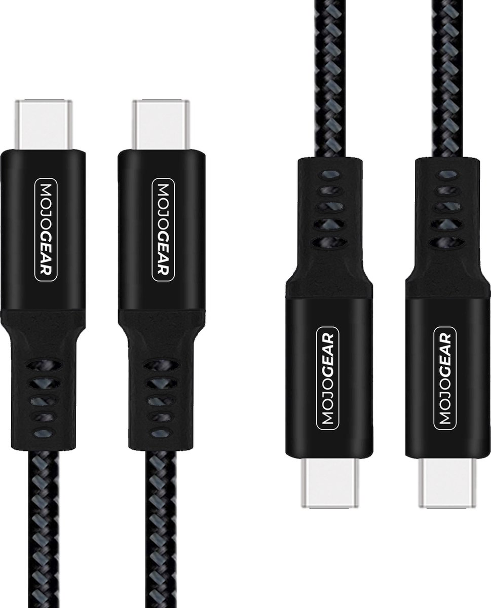 MOJOGEAR CHARGE+ 65W snellader met 2x USB-C naar USB-C kabel 3M - Met ...