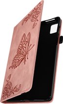 Geschikt voor Realme Pad Mini-hoes Vlinder Bloempatroon Kaartopslag Video-ondersteuning roze