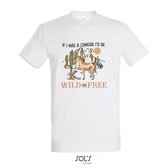 T-shirt If i was a cowgirl i'd be wild and free - T-shirt korte mouw - Wit - 4 jaar