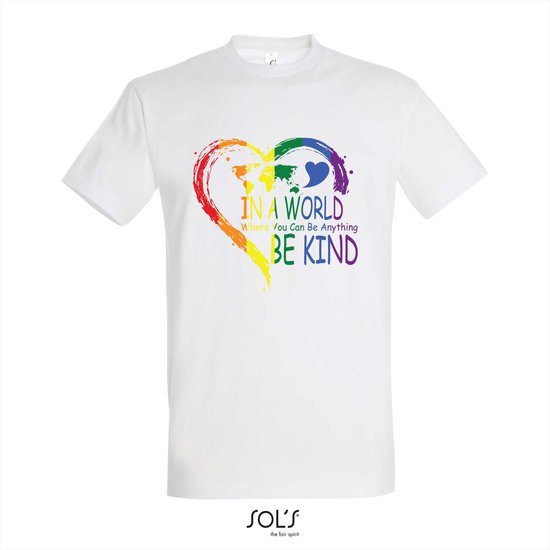 T-shirt In a world where you can be anything be kind - T-shirt korte mouw - Wit - 10 jaar