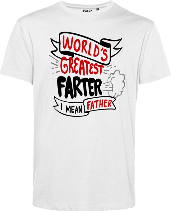 T-shirt World Greatest Farter | Vaderdag | Vaderdag cadeau met tekst | Vaderdag cadeau | Wit | maat XL