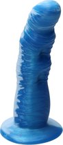 Ylva & Dite - Rhea - Siliconen Dildo met zuignap - Made in Holland - Pastel Blauw / Helder Blauw Metallic