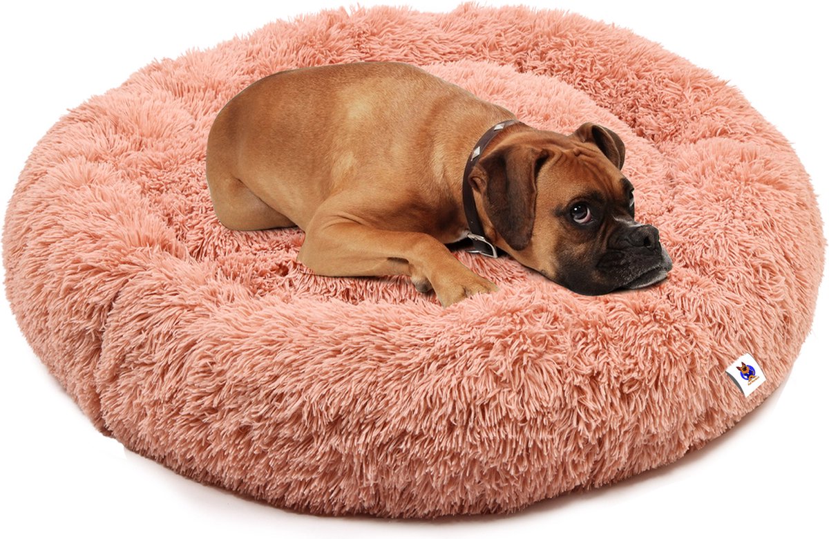 Bol.com Pet Perfect Donut Hondenmand 80 cm – Fluffy Hondenkussen – Wasbaar - Roos aanbieding