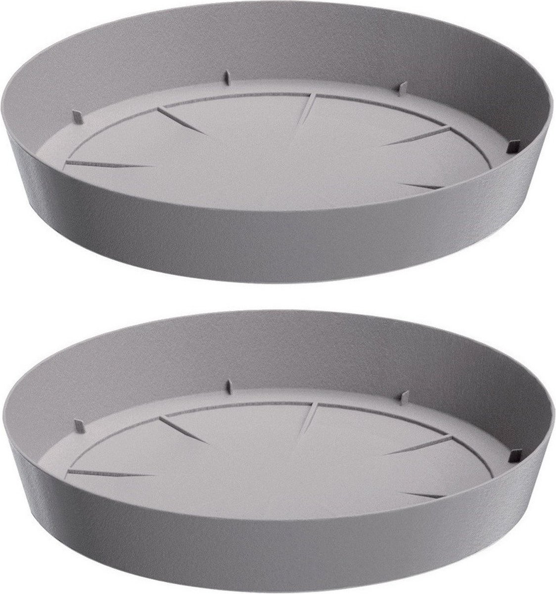 Prosperplast Opvangschaal/onderschaal voor bloempot/plantenpot - 2x - lichtgrijs - rond - Dia 30 cm