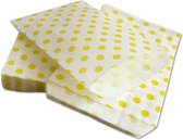 Prigta - Papieren zakjes - 100 stuks - 10x16 cm - wit met gele stipjes - 40 gr/m2 / cadeauzakjes