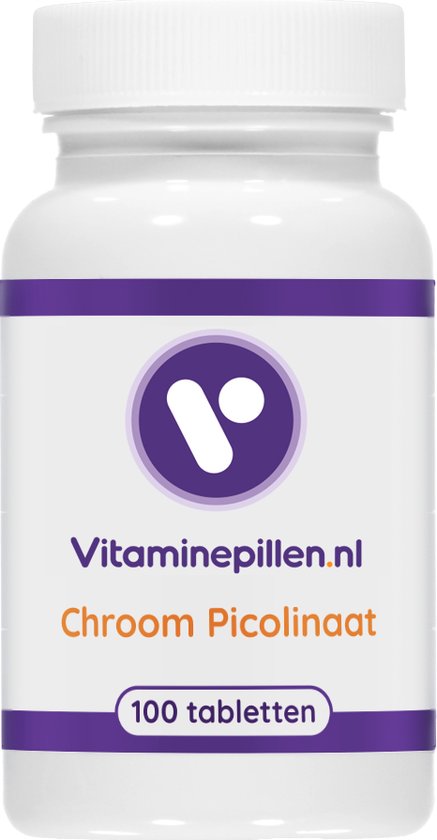 Vitaminepillen.nl | Chroom picolinaat | Tabletten | 100 stuks | Gratis verzending | Draagt oa. bij aan een normale stofwisseling en bloedsuikergehalten. - Vitaminepillen.nl