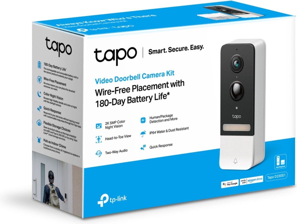 Tapo D230S1 draadloze video deurbel op batterij - 2K 5MP video- inclusief hub - zonder abonnement-slimme deurbel – foto 6