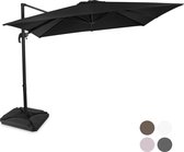 VONROC Premium Zweefparasol Pisogne 300x300cm – Incl. vulbare tegels, kruisvoet & beschermhoes – Vierkante parasol – 360 ° Draaibaar - Kantelbaar – UV werend doek - Zwart